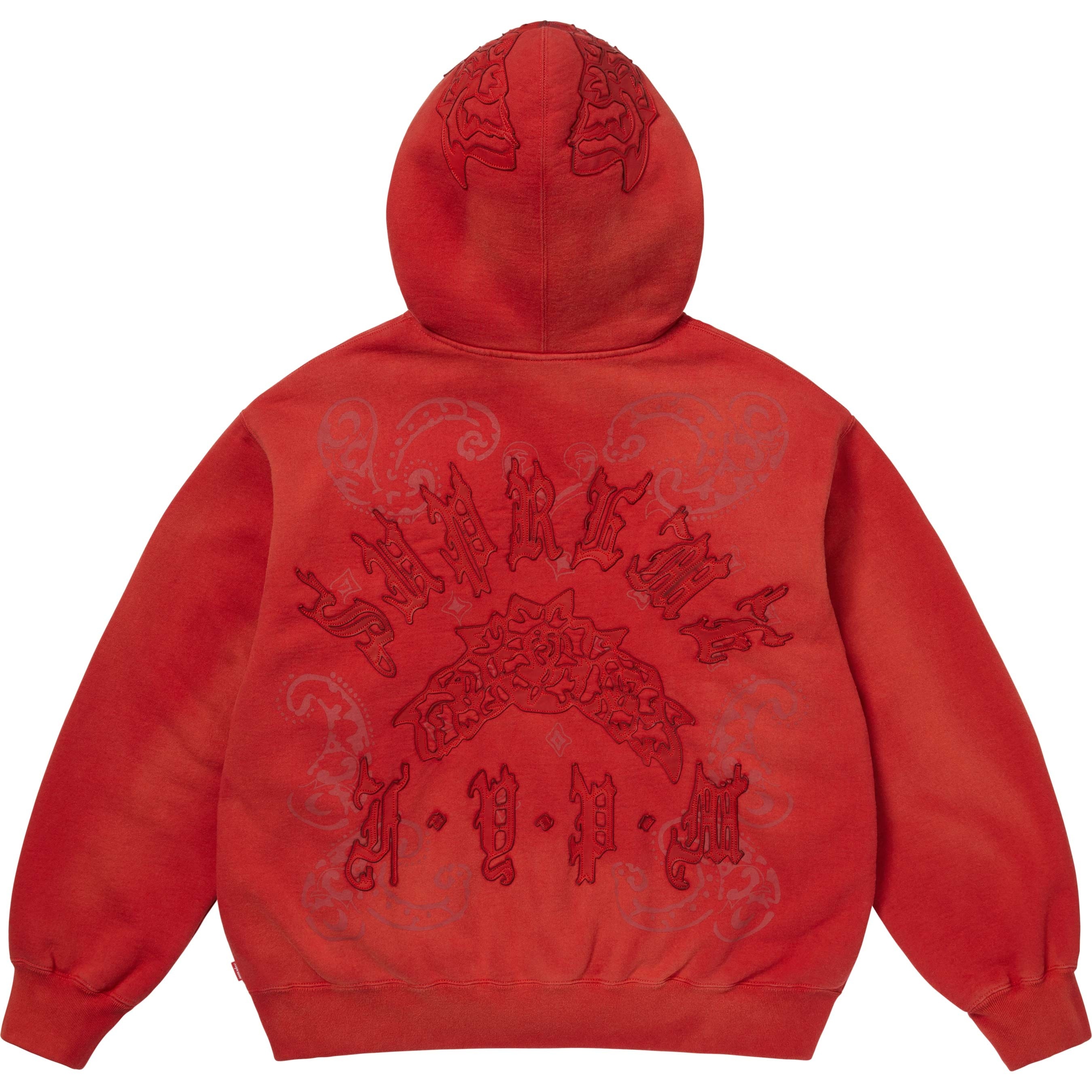 Leather Appliqué Zip Up Hooded Sweatshirt view 5